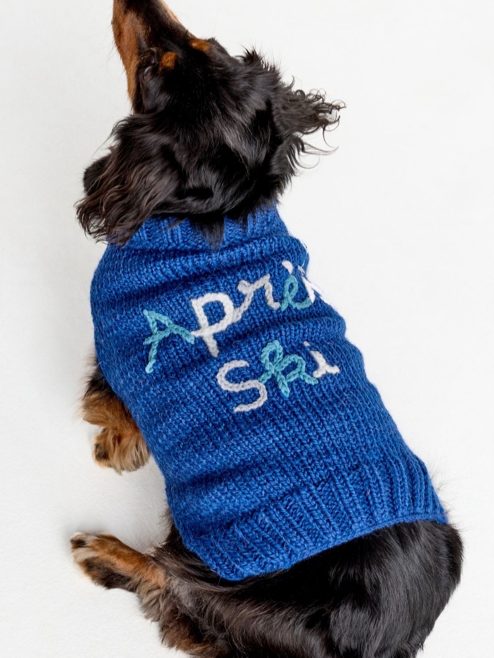 Medium Apres Ski Navy Blue Dog Sweater M
